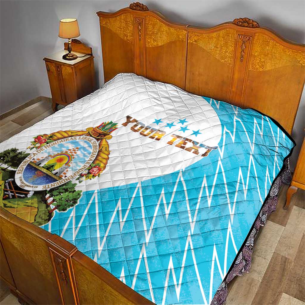 Personalized Honduras Coat Of Arms Quilt Flag Color Style - Wonder Print Shop