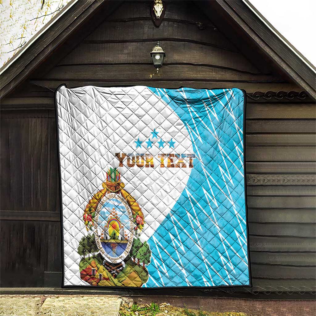 Personalized Honduras Coat Of Arms Quilt Flag Color Style - Wonder Print Shop