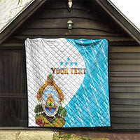 Personalized Honduras Coat Of Arms Quilt Flag Color Style - Wonder Print Shop