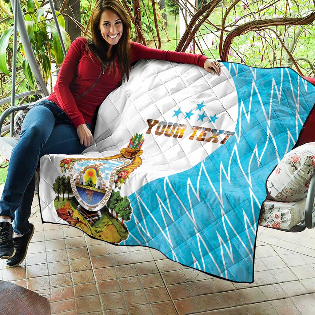 Personalized Honduras Coat Of Arms Quilt Flag Color Style - Wonder Print Shop