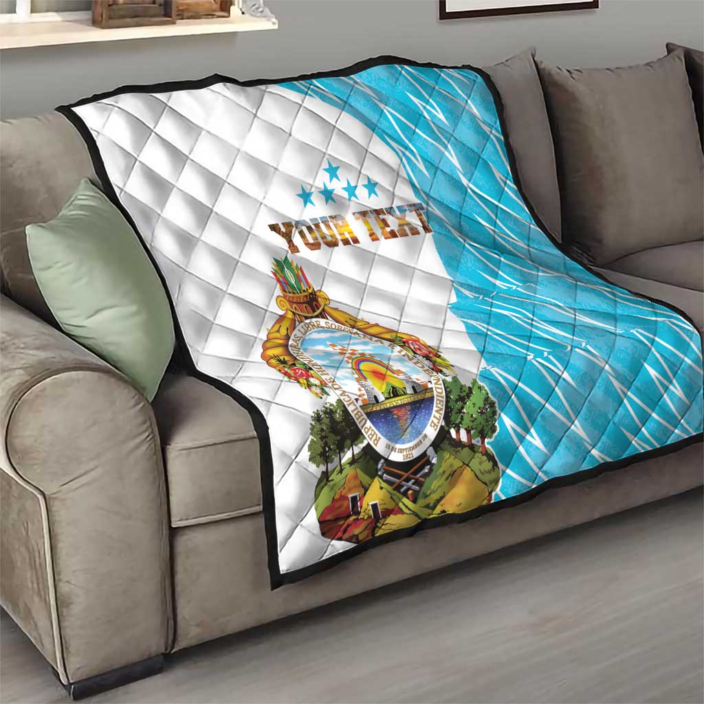 Personalized Honduras Coat Of Arms Quilt Flag Color Style - Wonder Print Shop
