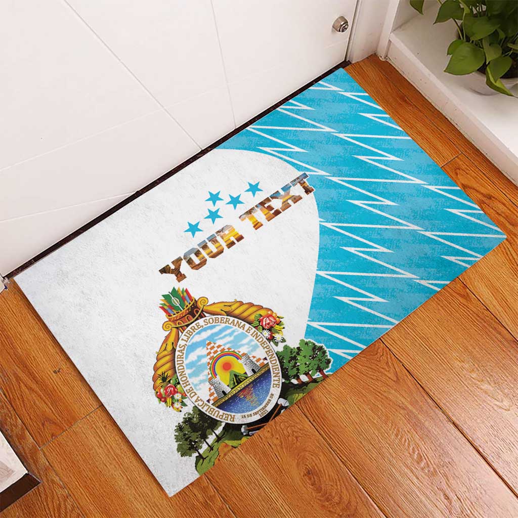 Personalized Honduras Coat Of Arms Rubber Doormat Flag Color Style - Wonder Print Shop