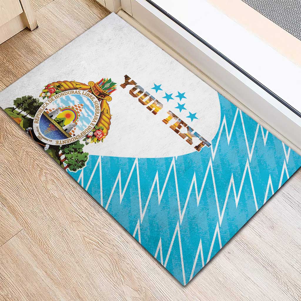 Personalized Honduras Coat Of Arms Rubber Doormat Flag Color Style - Wonder Print Shop