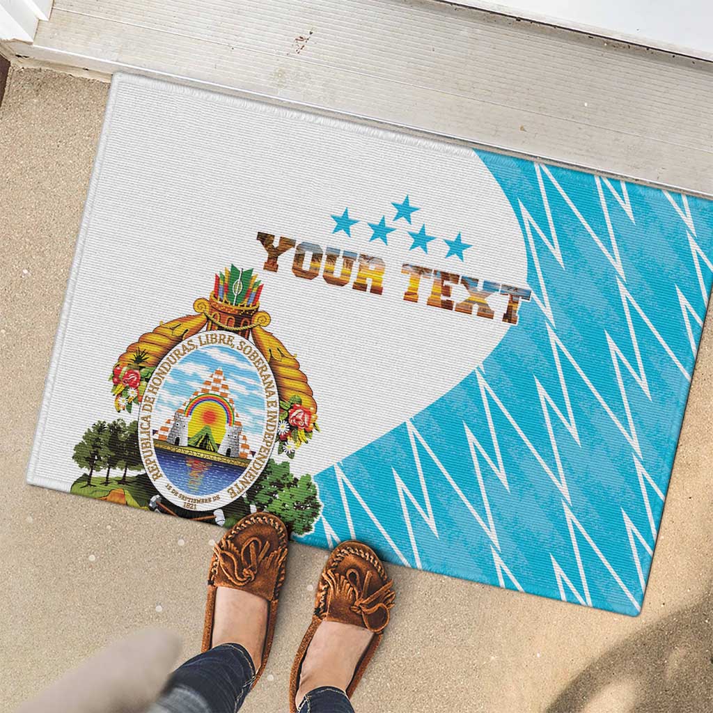 Personalized Honduras Coat Of Arms Rubber Doormat Flag Color Style - Wonder Print Shop