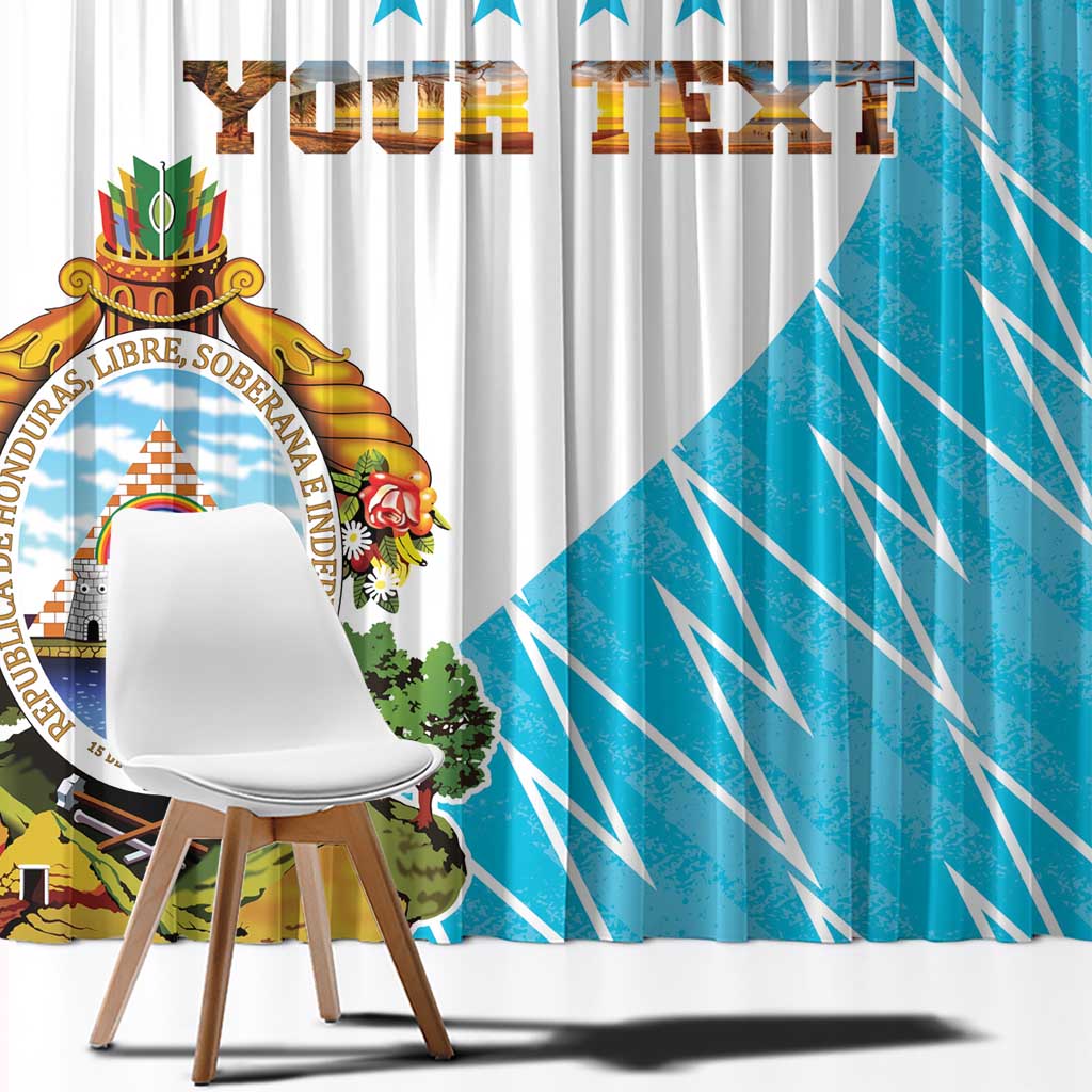 Personalized Honduras Coat Of Arms Window Curtain Flag Color Style - Wonder Print Shop