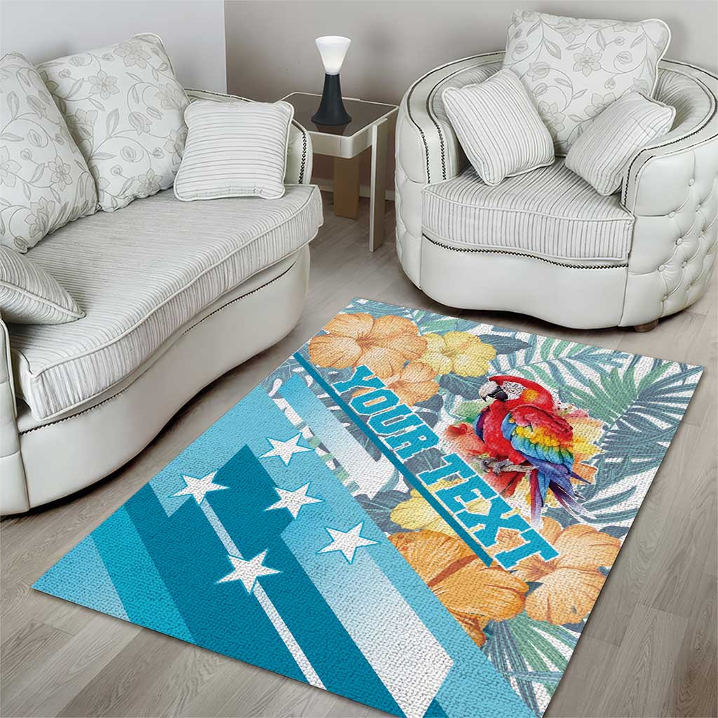 Personalized Roatan Honduras Area Rug Scarlet Macaw With Hibiscus Flowers - Wonder Print Shop