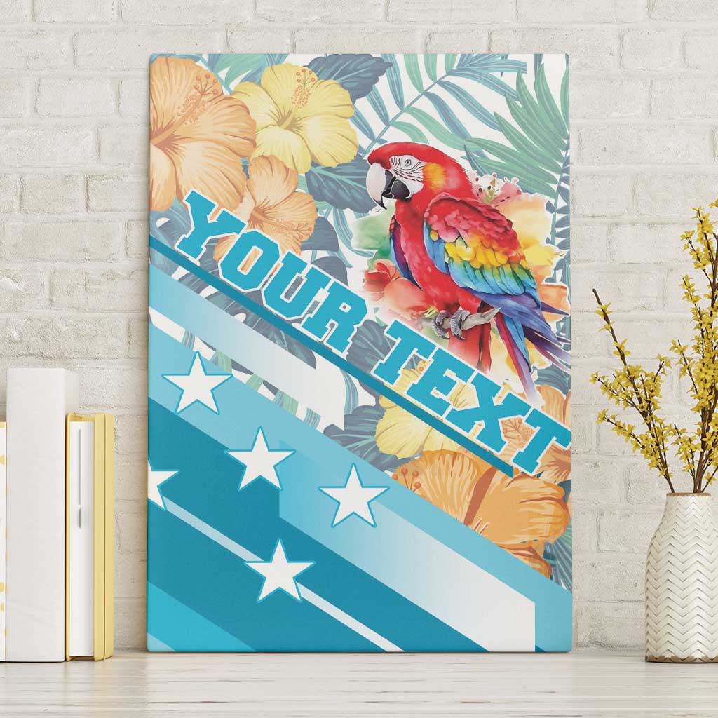 Personalized Roatan Honduras Canvas Wall Art Scarlet Macaw With Hibiscus Flowers - Wonder Print Shop