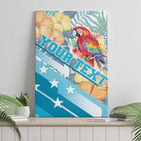 Personalized Roatan Honduras Canvas Wall Art Scarlet Macaw With Hibiscus Flowers - Wonder Print Shop