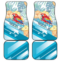 Personalized Roatan Honduras Car Mats Scarlet Macaw With Hibiscus Flowers - Wonder Print Shop