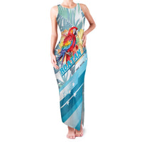 Personalized Roatan Honduras Family Matching Tank Maxi Dress and Hawaiian Shirt Scarlet Macaw With Hibiscus Flowers - Wonder Print Shop