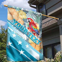 Personalized Roatan Honduras Garden Flag Scarlet Macaw With Hibiscus Flowers - Wonder Print Shop