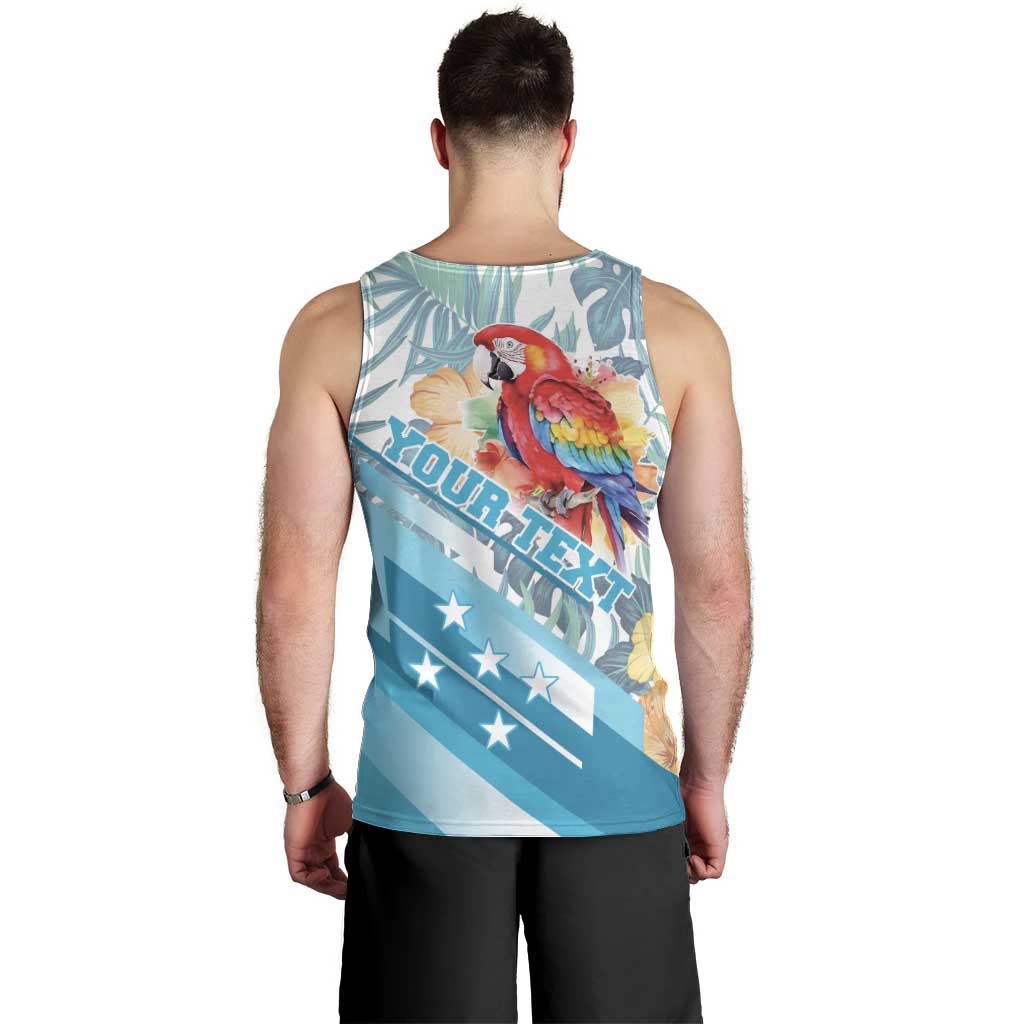 Personalized Roatan Honduras Men Tank Top Scarlet Macaw With Hibiscus Flowers - Wonder Print Shop
