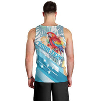 Personalized Roatan Honduras Men Tank Top Scarlet Macaw With Hibiscus Flowers - Wonder Print Shop