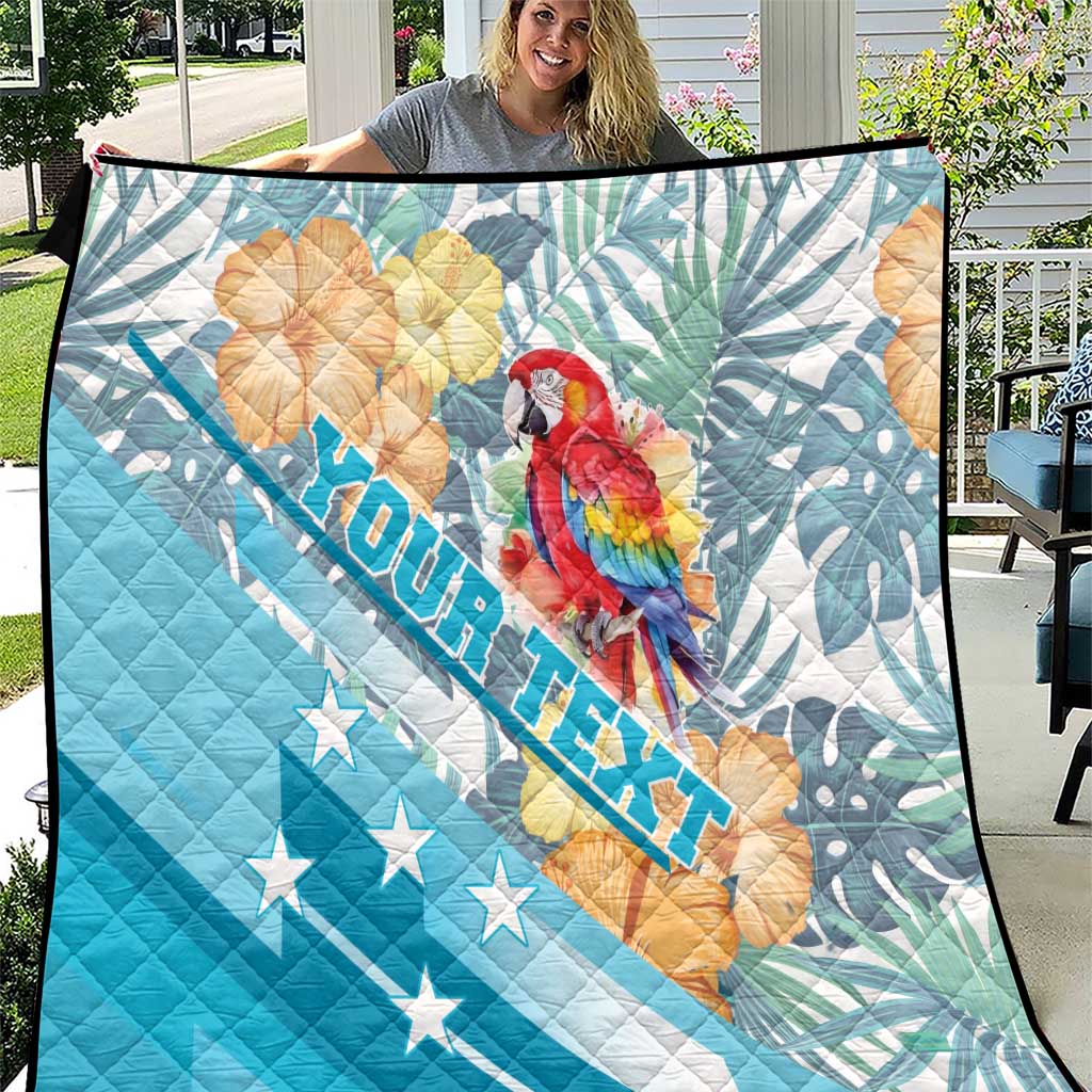 Personalized Roatan Honduras Quilt Scarlet Macaw With Hibiscus Flowers - Wonder Print Shop