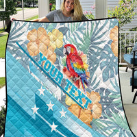 Personalized Roatan Honduras Quilt Scarlet Macaw With Hibiscus Flowers - Wonder Print Shop