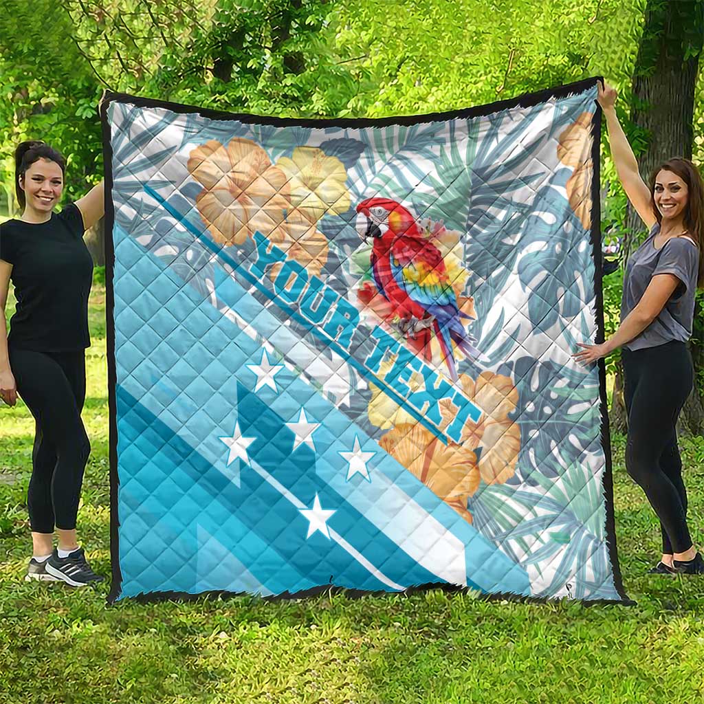 Personalized Roatan Honduras Quilt Scarlet Macaw With Hibiscus Flowers - Wonder Print Shop