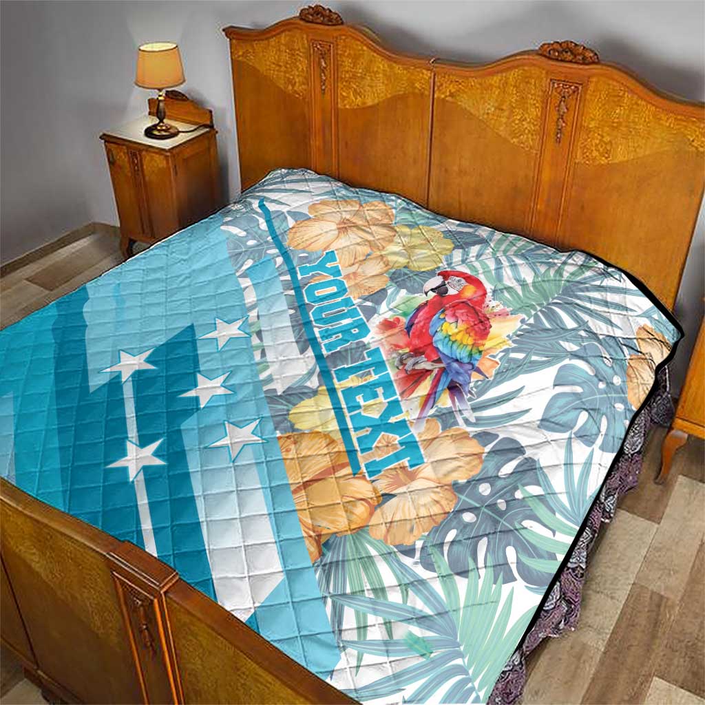 Personalized Roatan Honduras Quilt Scarlet Macaw With Hibiscus Flowers - Wonder Print Shop