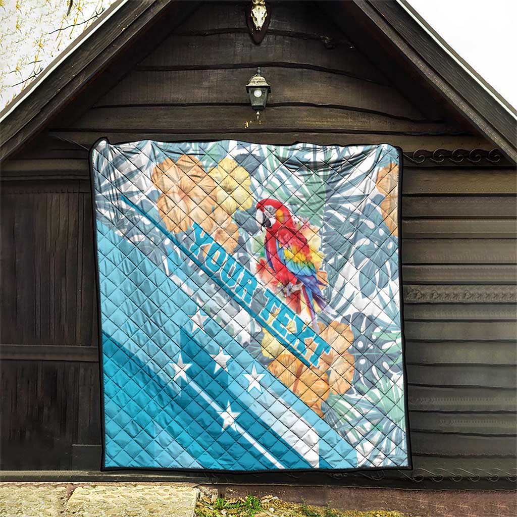 Personalized Roatan Honduras Quilt Scarlet Macaw With Hibiscus Flowers - Wonder Print Shop