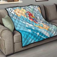 Personalized Roatan Honduras Quilt Scarlet Macaw With Hibiscus Flowers - Wonder Print Shop