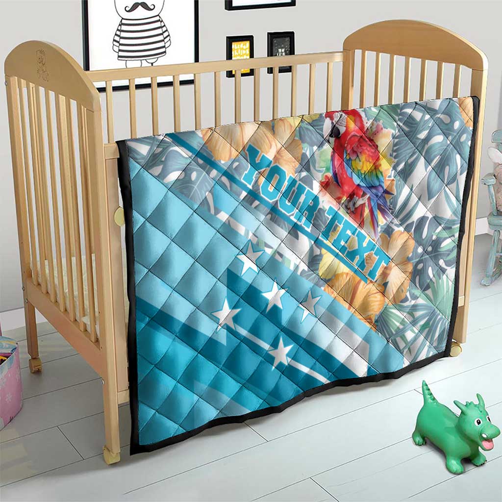 Personalized Roatan Honduras Quilt Scarlet Macaw With Hibiscus Flowers - Wonder Print Shop