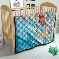 Personalized Roatan Honduras Quilt Scarlet Macaw With Hibiscus Flowers - Wonder Print Shop