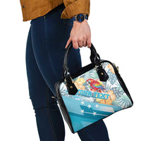 Personalized Roatan Honduras Shoulder Handbag Scarlet Macaw With Hibiscus Flowers