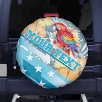 Personalized Roatan Honduras Spare Tire Cover Scarlet Macaw With Hibiscus Flowers - Wonder Print Shop