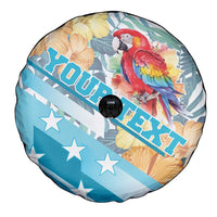 Personalized Roatan Honduras Spare Tire Cover Scarlet Macaw With Hibiscus Flowers - Wonder Print Shop