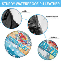 Personalized Roatan Honduras Spare Tire Cover Scarlet Macaw With Hibiscus Flowers - Wonder Print Shop