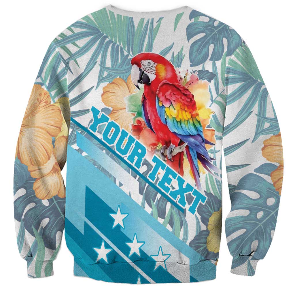Personalized Roatan Honduras Sweatshirt Scarlet Macaw With Hibiscus Flowers - Wonder Print Shop