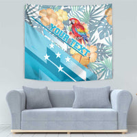 Personalized Roatan Honduras Tapestry Scarlet Macaw With Hibiscus Flowers - Wonder Print Shop