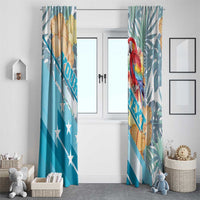 Personalized Roatan Honduras Window Curtain Scarlet Macaw With Hibiscus Flowers - Wonder Print Shop