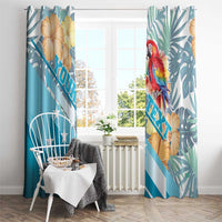 Personalized Roatan Honduras Window Curtain Scarlet Macaw With Hibiscus Flowers - Wonder Print Shop