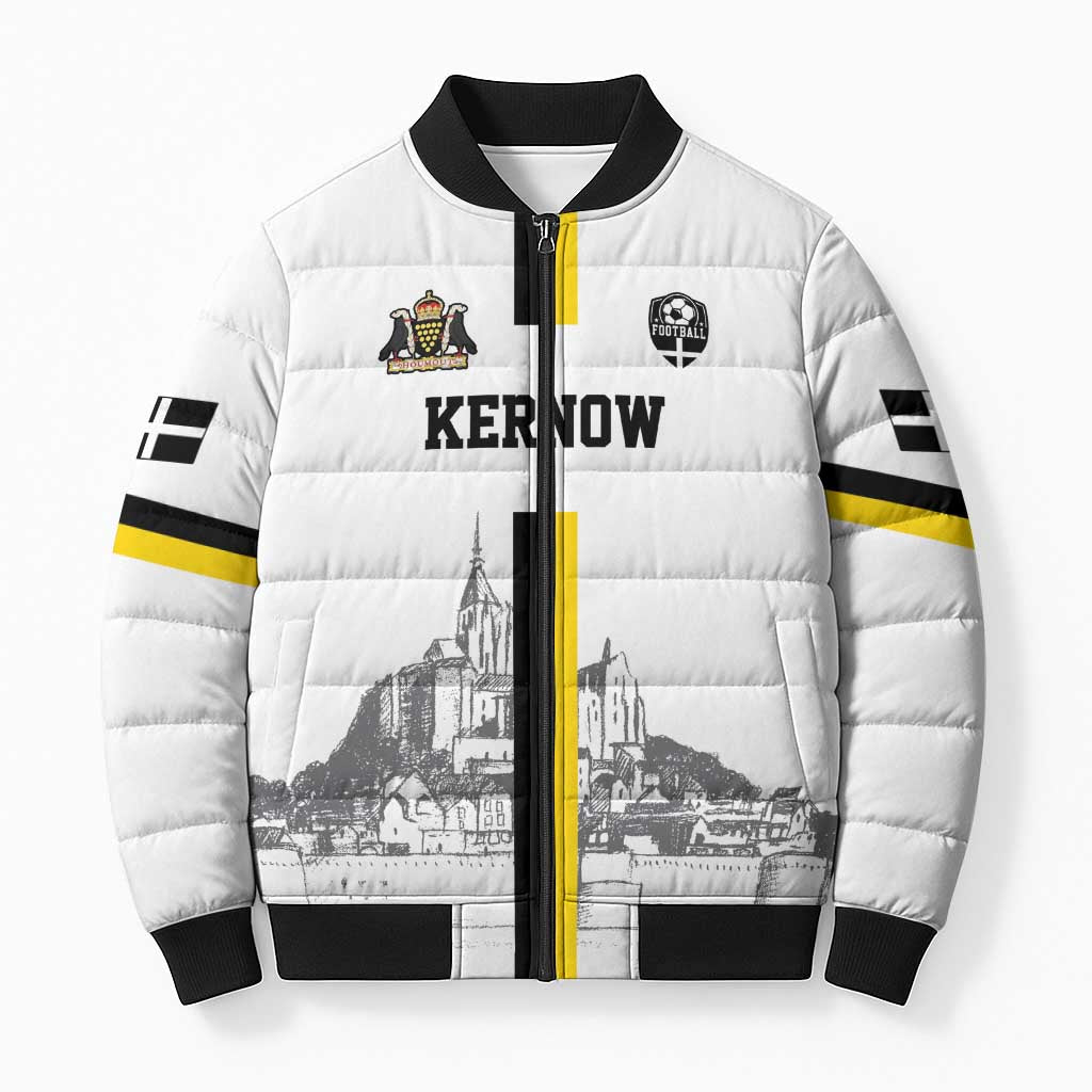Custom Cornwall Football Bomber Puffer Jacket Mont Saint Michel - Wonder Print Shop