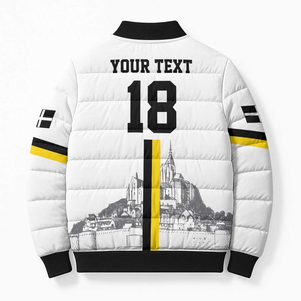 Custom Cornwall Football Bomber Puffer Jacket Mont Saint Michel - Wonder Print Shop