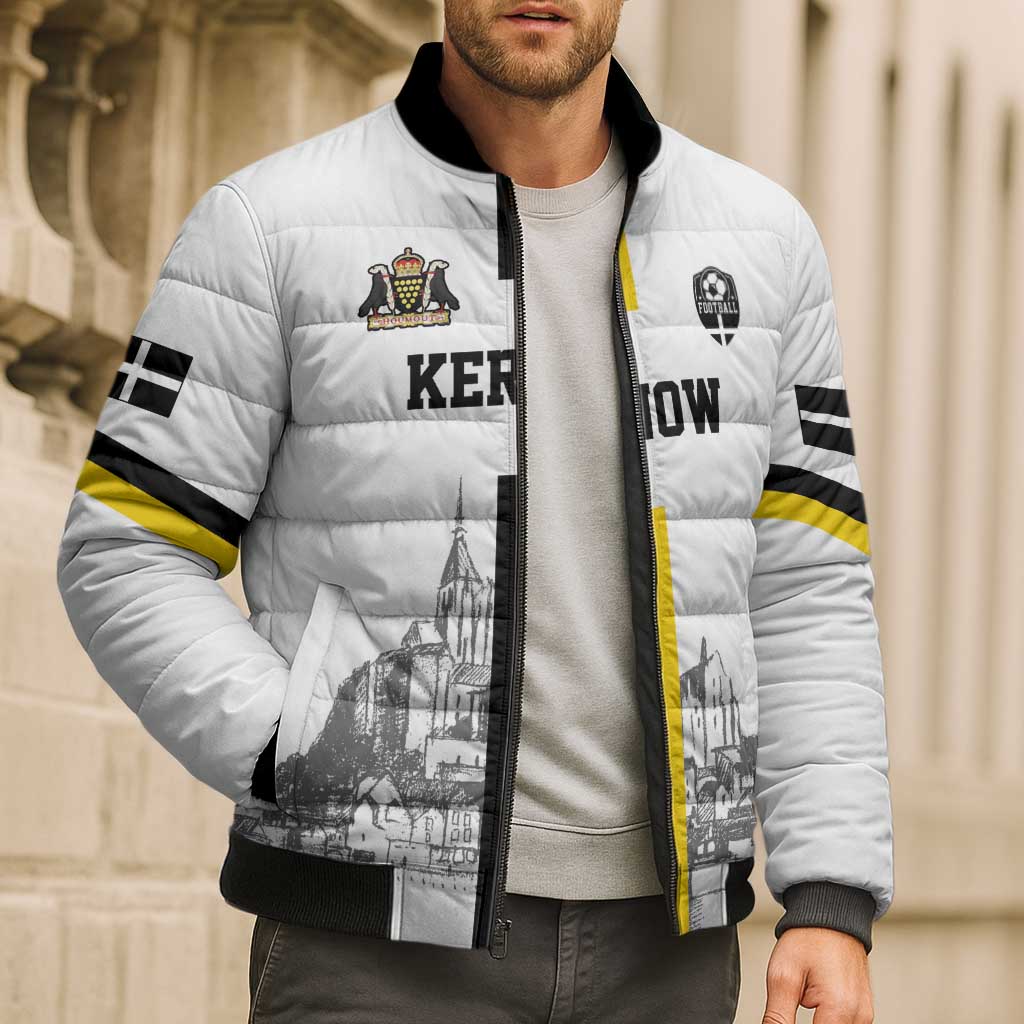 Custom Cornwall Football Bomber Puffer Jacket Mont Saint Michel - Wonder Print Shop