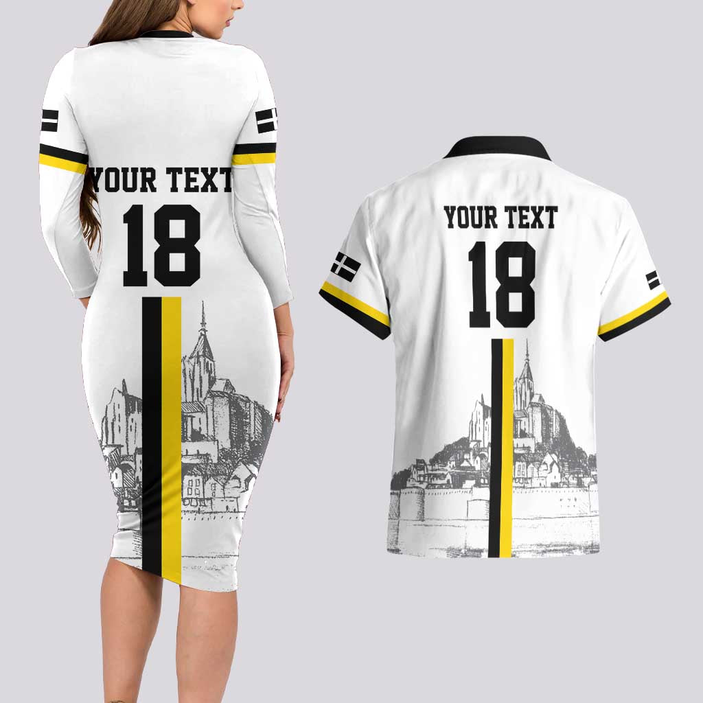 Custom Cornwall Football Couples Matching Long Sleeve Bodycon Dress and Hawaiian Shirt Mont Saint Michel - Wonder Print Shop