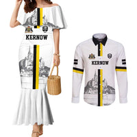 Custom Cornwall Football Couples Matching Mermaid Dress and Long Sleeve Button Shirt Mont Saint Michel - Wonder Print Shop