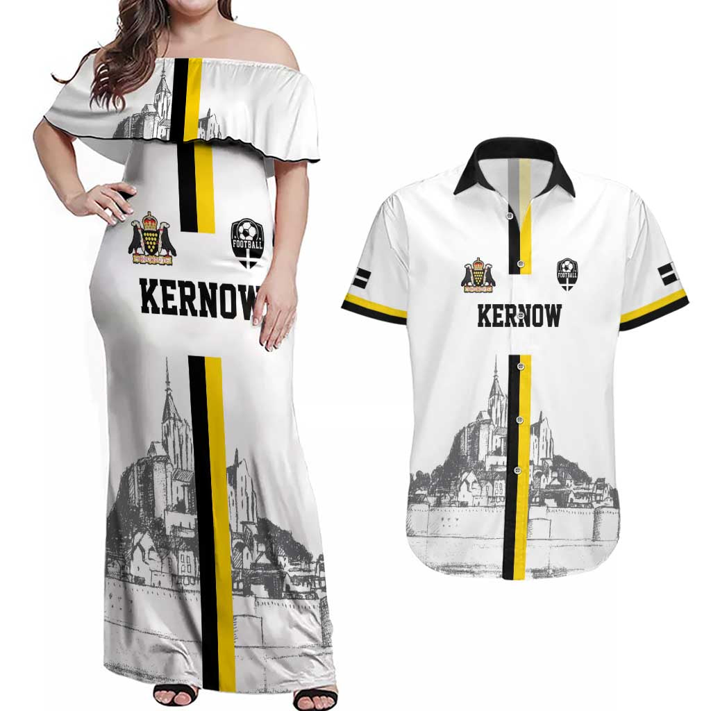 Custom Cornwall Football Couples Matching Off Shoulder Maxi Dress and Hawaiian Shirt Mont Saint Michel - Wonder Print Shop