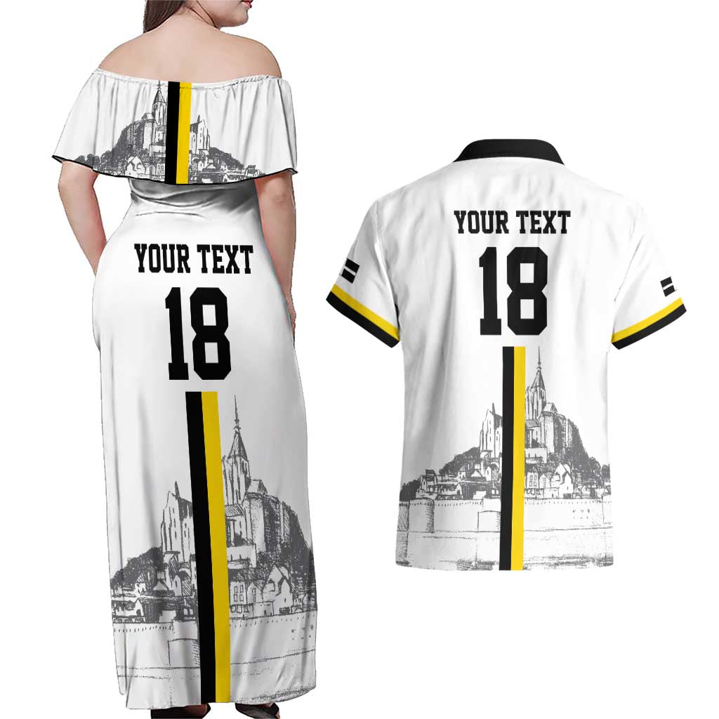 Custom Cornwall Football Couples Matching Off Shoulder Maxi Dress and Hawaiian Shirt Mont Saint Michel - Wonder Print Shop