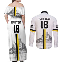 Custom Cornwall Football Couples Matching Off Shoulder Maxi Dress and Long Sleeve Button Shirt Mont Saint Michel - Wonder Print Shop