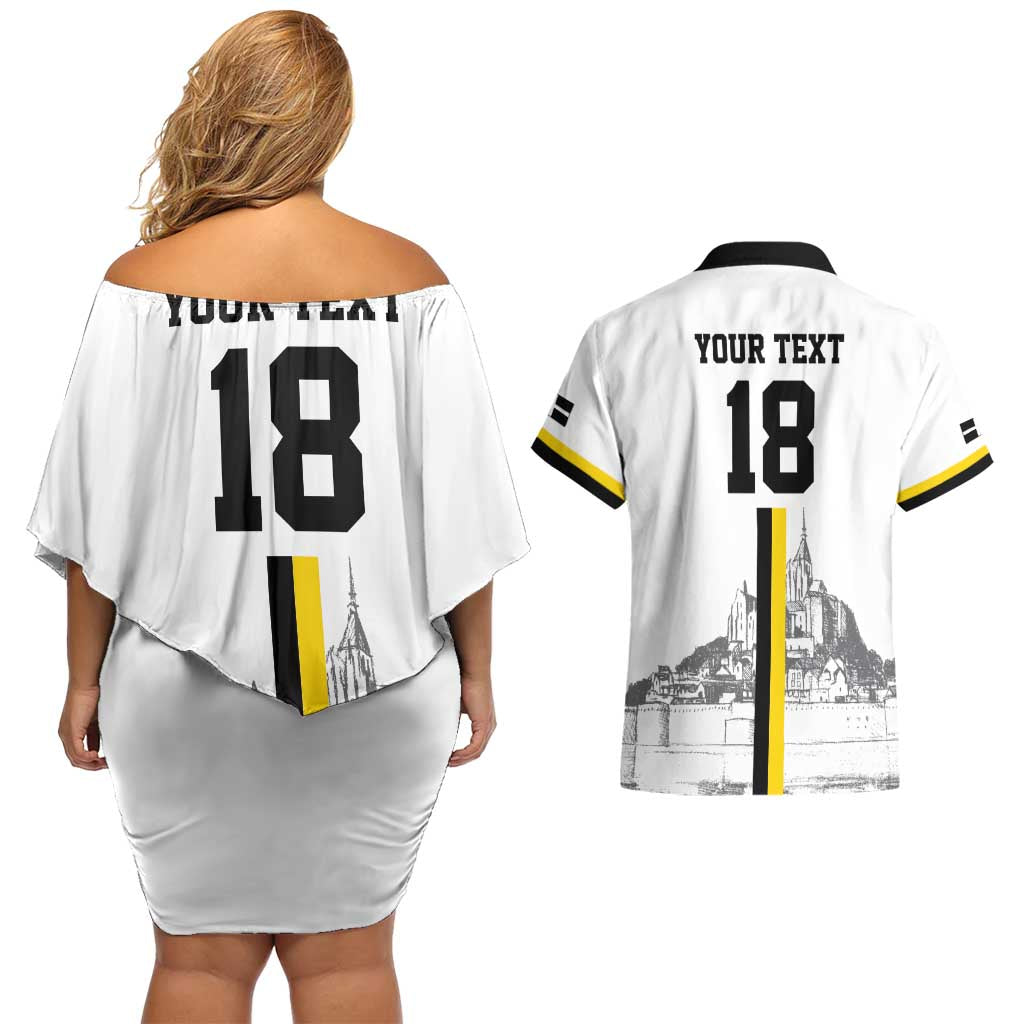 Custom Cornwall Football Couples Matching Off Shoulder Short Dress and Hawaiian Shirt Mont Saint Michel - Wonder Print Shop