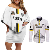 Custom Cornwall Football Couples Matching Off Shoulder Short Dress and Long Sleeve Button Shirt Mont Saint Michel - Wonder Print Shop