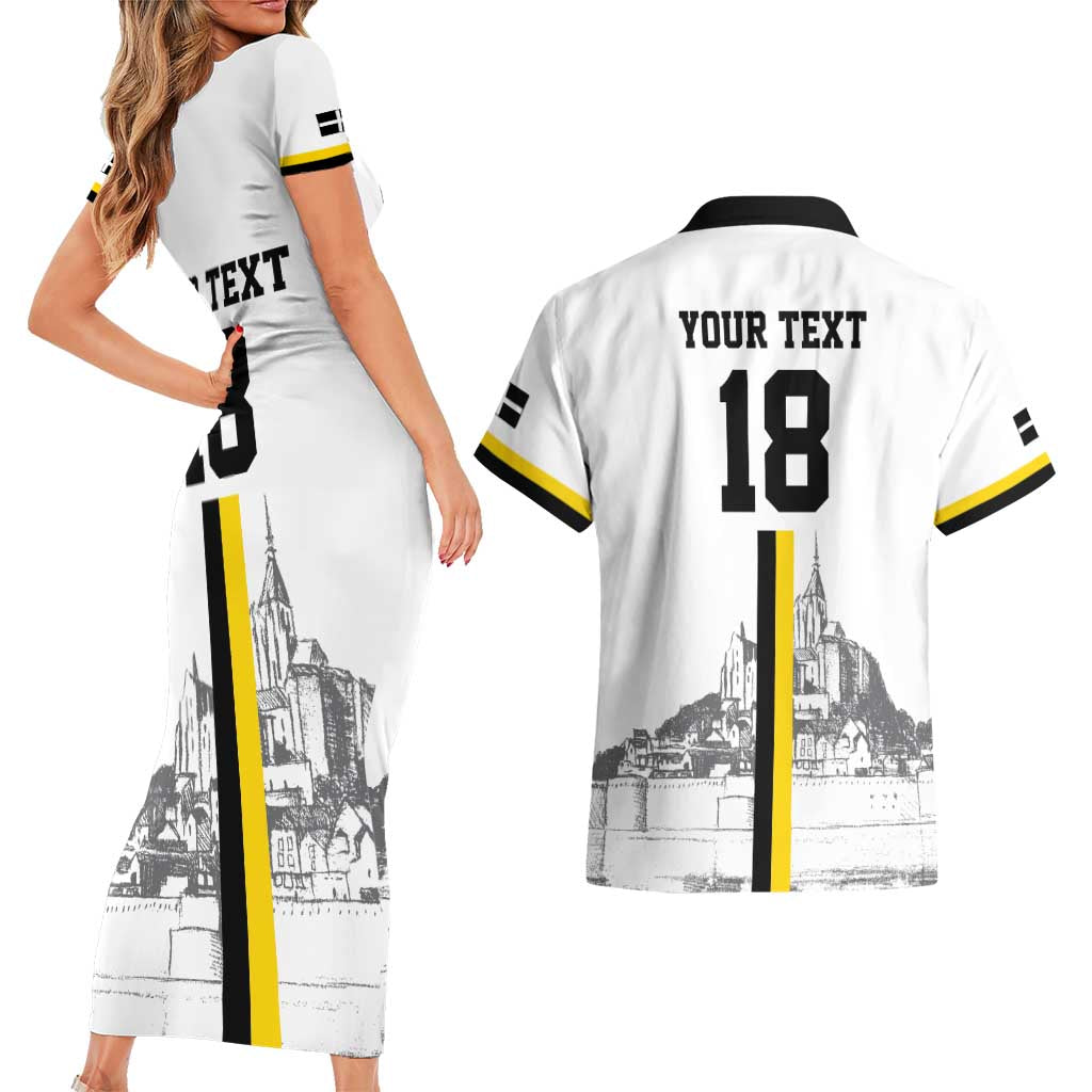 Custom Cornwall Football Couples Matching Short Sleeve Bodycon Dress and Hawaiian Shirt Mont Saint Michel - Wonder Print Shop