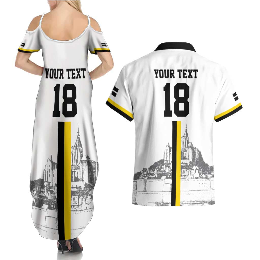 Custom Cornwall Football Couples Matching Summer Maxi Dress and Hawaiian Shirt Mont Saint Michel - Wonder Print Shop