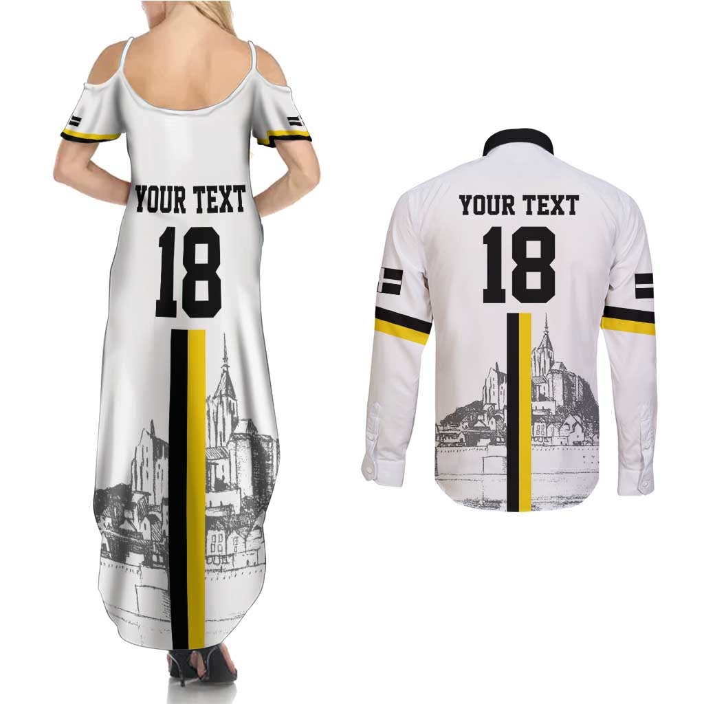 Custom Cornwall Football Couples Matching Summer Maxi Dress and Long Sleeve Button Shirt Mont Saint Michel - Wonder Print Shop