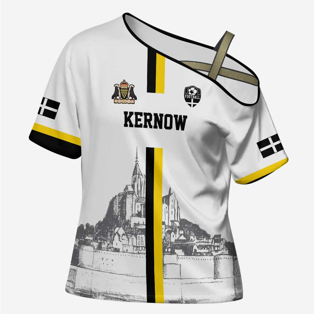 Custom Cornwall Football Cross Shoulder Shirt Mont Saint Michel - Wonder Print Shop