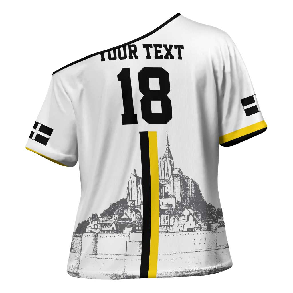 Custom Cornwall Football Cross Shoulder Shirt Mont Saint Michel - Wonder Print Shop