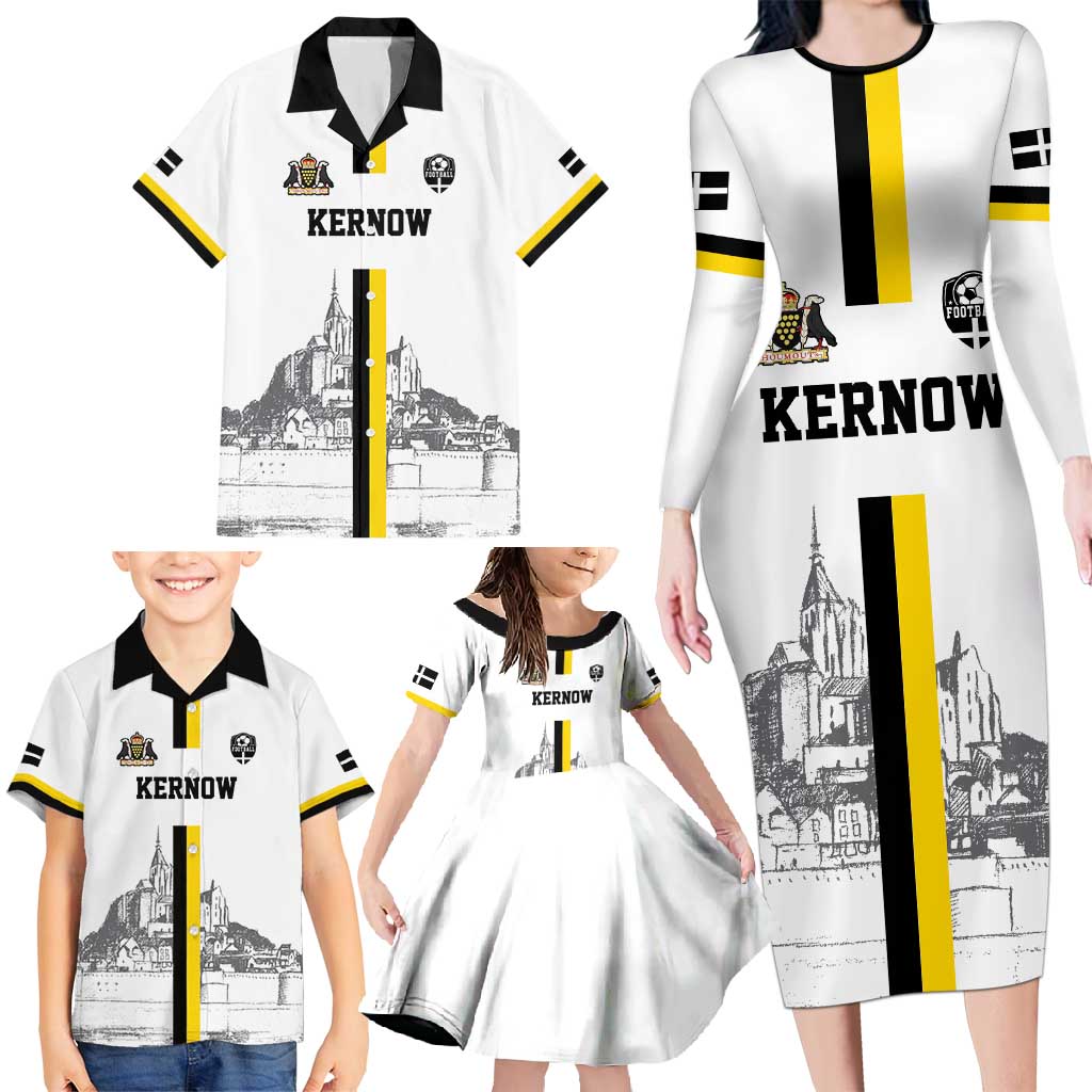 Custom Cornwall Football Family Matching Long Sleeve Bodycon Dress and Hawaiian Shirt Mont Saint Michel - Wonder Print Shop