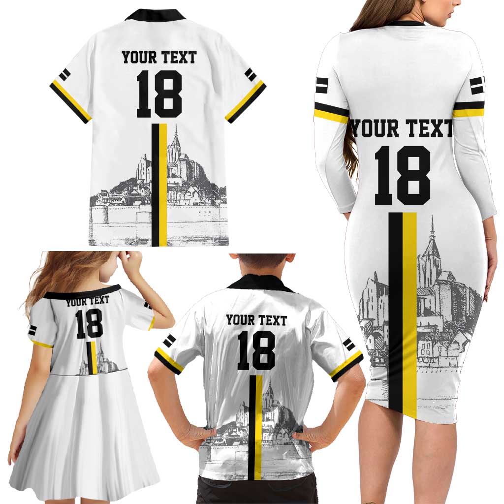 Custom Cornwall Football Family Matching Long Sleeve Bodycon Dress and Hawaiian Shirt Mont Saint Michel - Wonder Print Shop